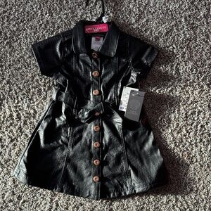 Vince Camuto Black Faux Leather Kids Dress